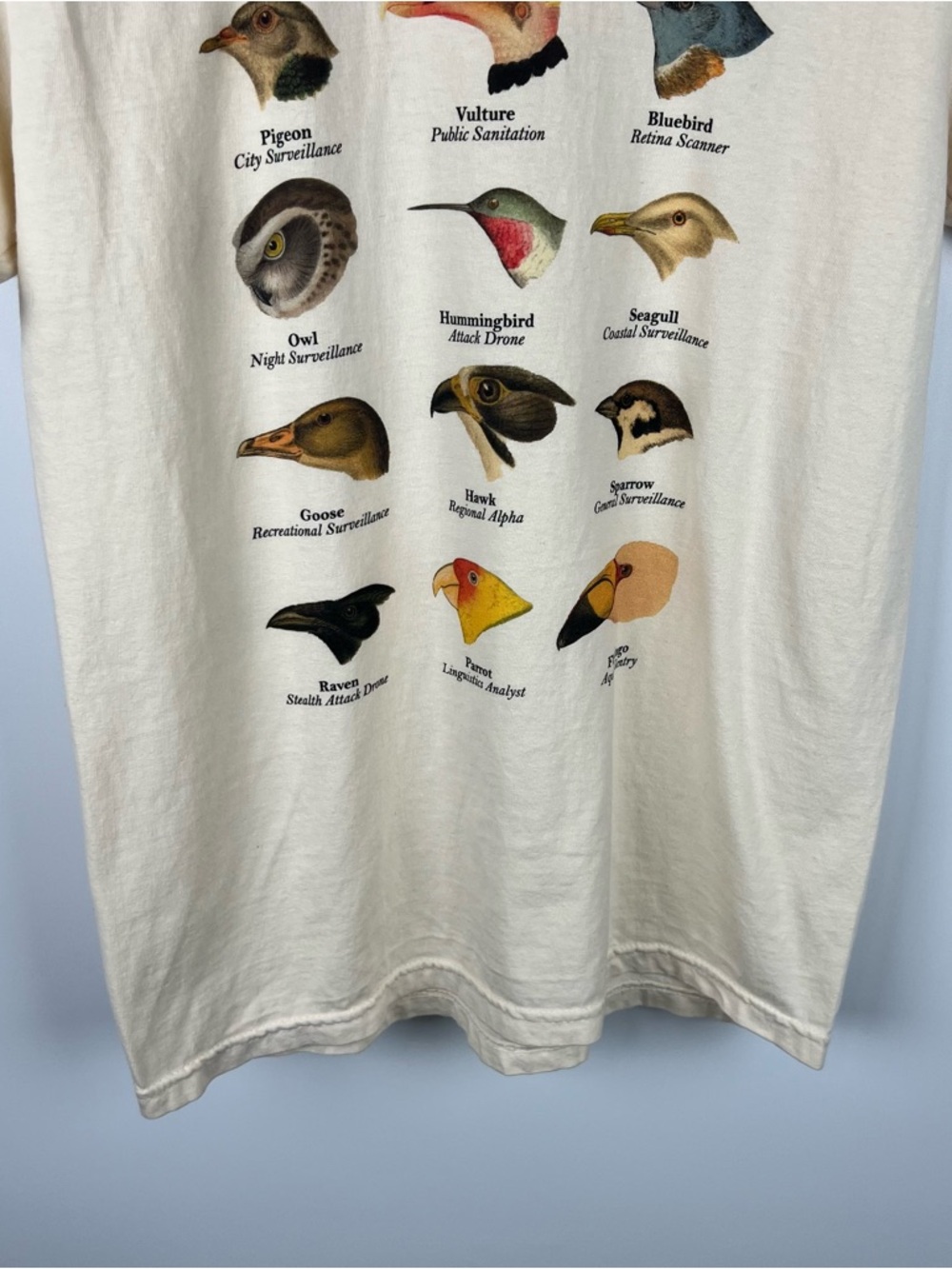 Comfort Colors Multicolored Birds Graphic T-Shirt Cream Size S - Picture 4 of 9